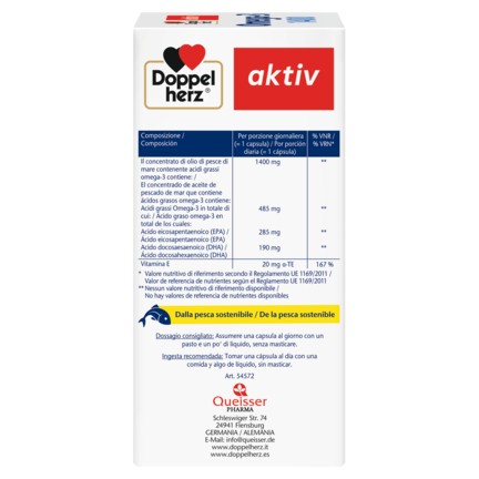 Illustration of the product packaging Doppelherz aktiv Omega-3 1400 side view left